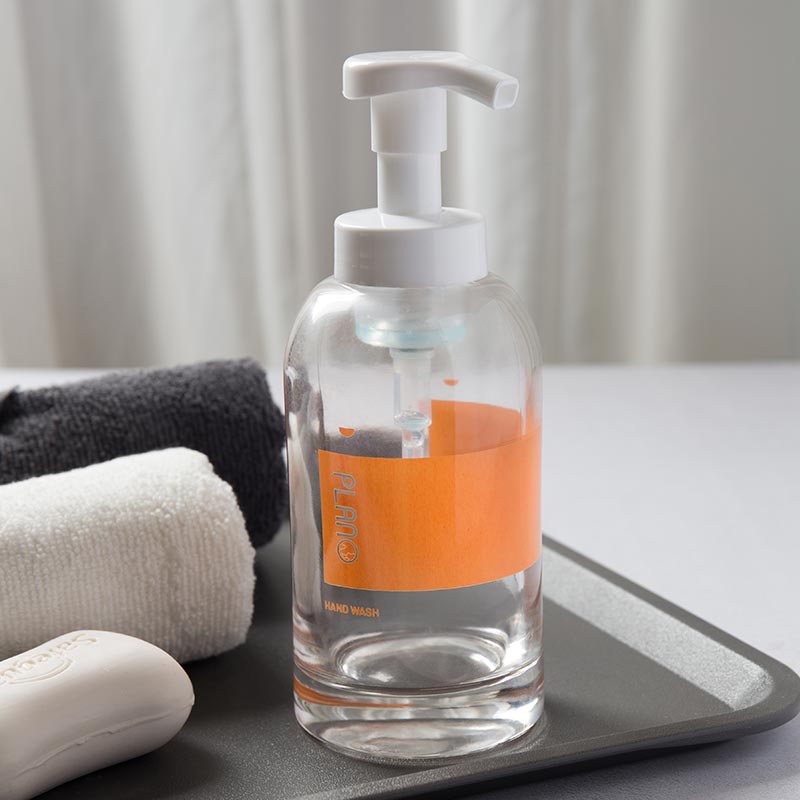 Customized logo clear glass china factory foam pump dispenser glass bottle//
