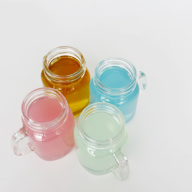 Customized logo glass clear frosted mason jar mug ice cold drink glass with handle and straws