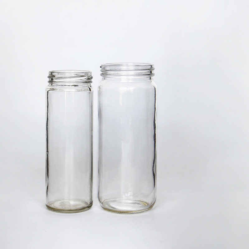 Customized logo printing Smoothie Glass Bottle Straight Sided Glass Jar With Plastic Lid