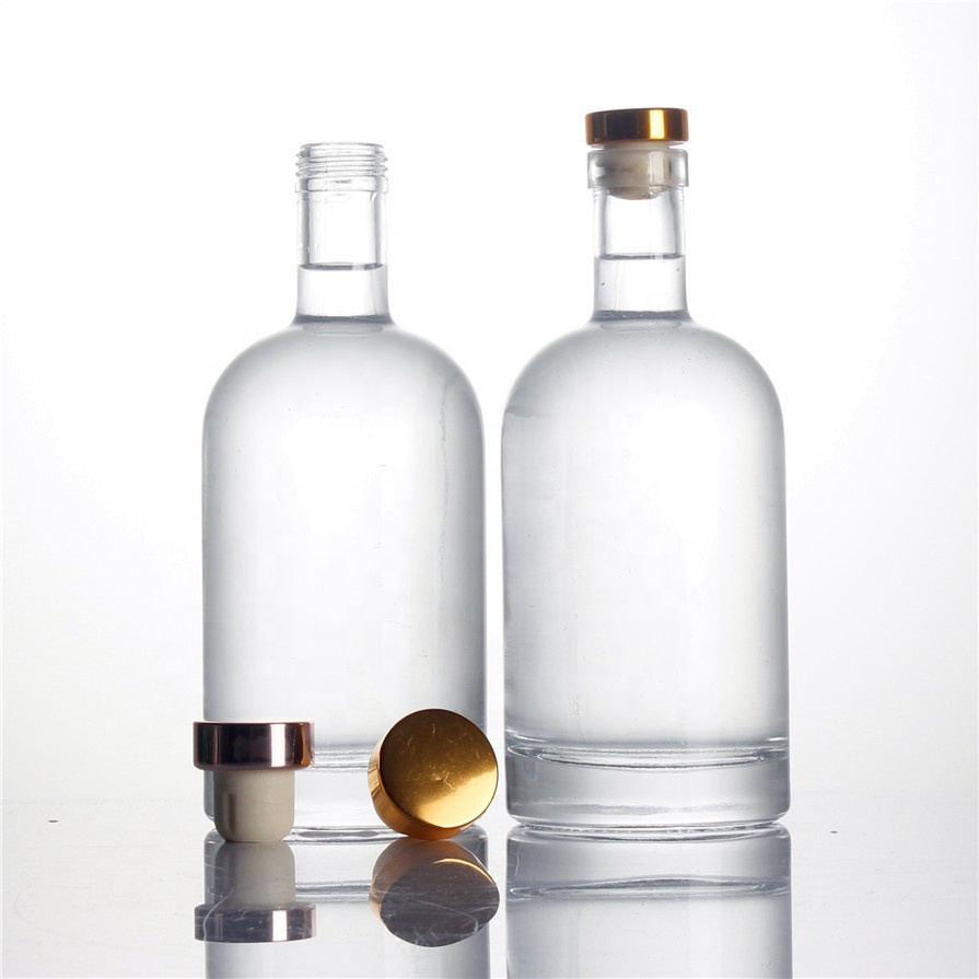 Customized logo70 cl 700 ml 500ml 750 ml 700g high weight vodka whiskey brandy gin rum olso classic liquor spirits glass bottles
