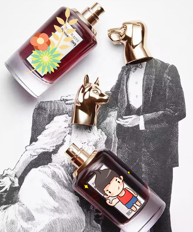 Customized new 50ml transparent animal perfume spray bottle glass bottle