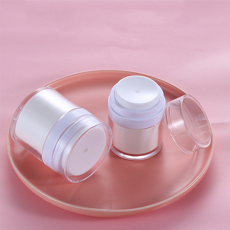 Customized packaging white Acrylic Pressed Vacuum Emulsion jars airless jar Cream jars airless bottle with good price