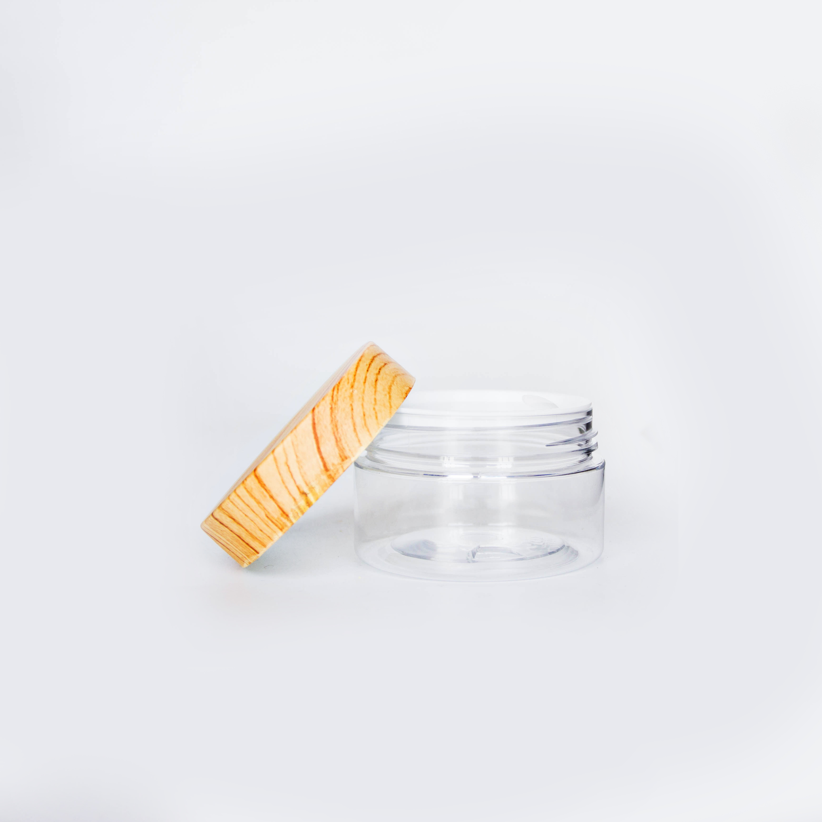 Customized plastic PET clear 50ml 80ml 100ml 120ml 250ml cosmetic skincare cream jar luxury with bamboo screw cap