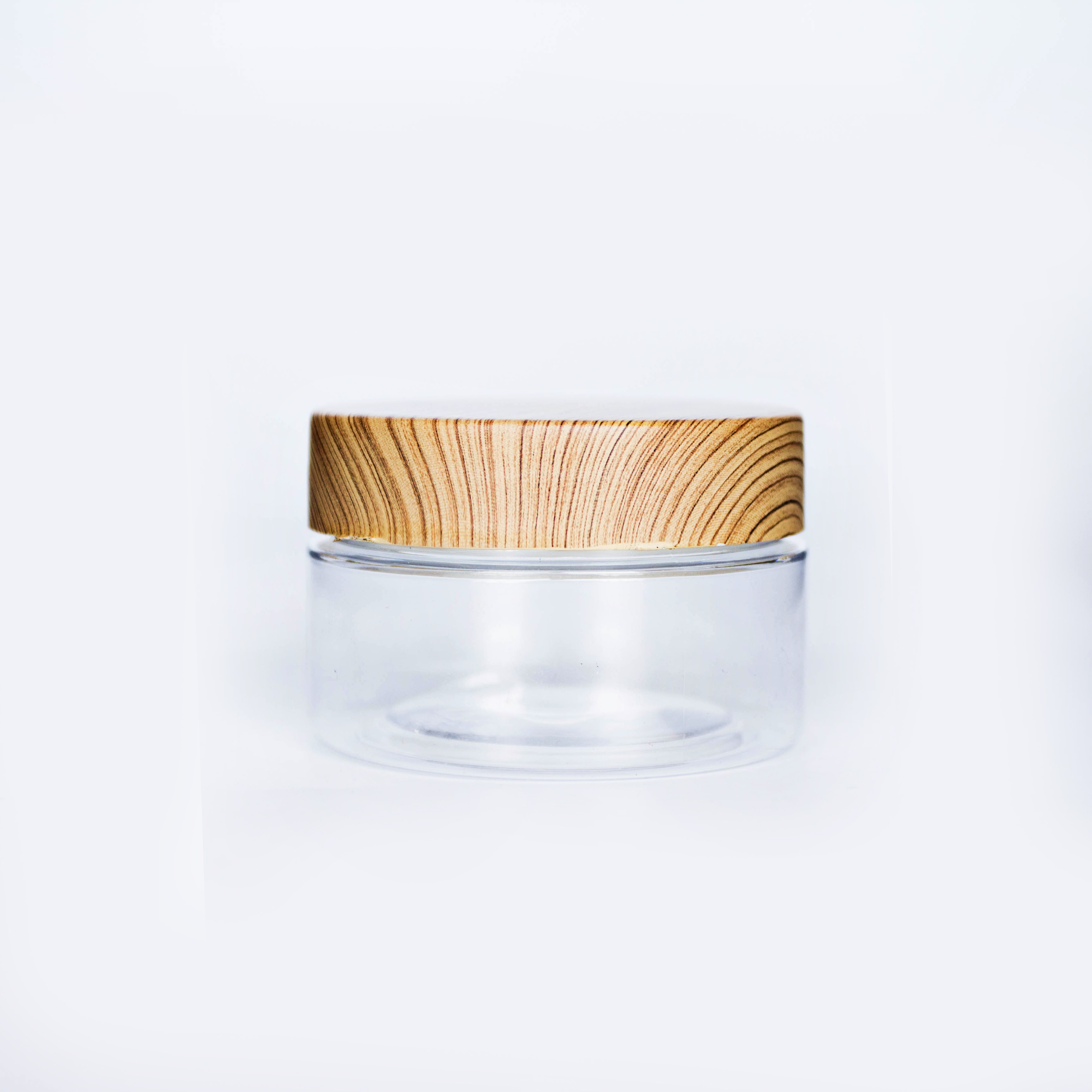 Customized plastic PET clear 50ml 80ml 100ml 120ml 250ml cosmetic skincare cream jar luxury with bamboo screw cap