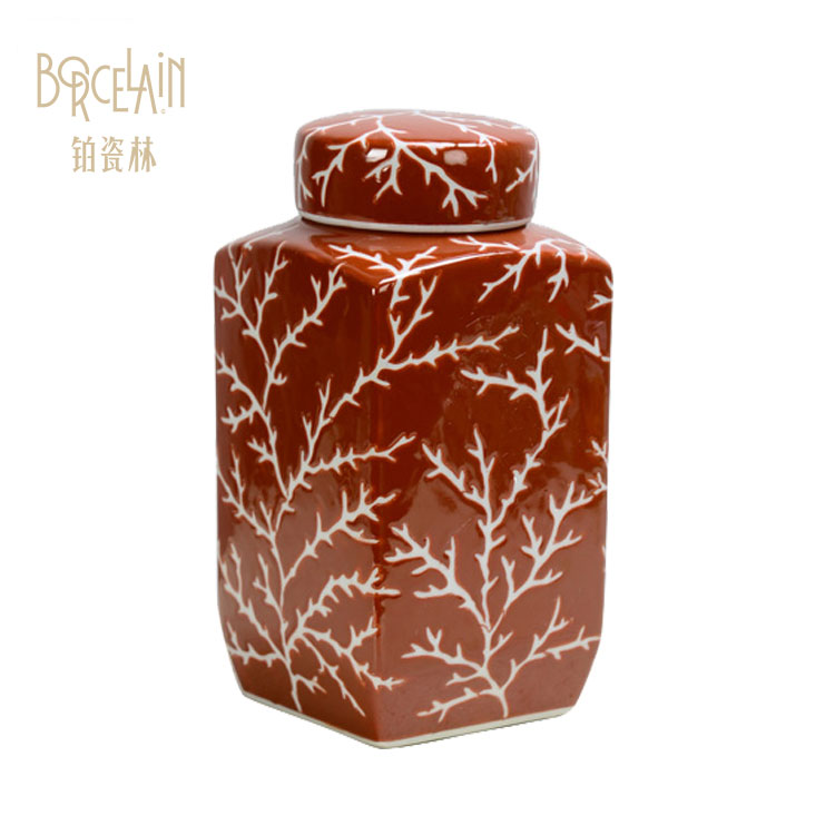 Customized porcelain ceramic storage jar