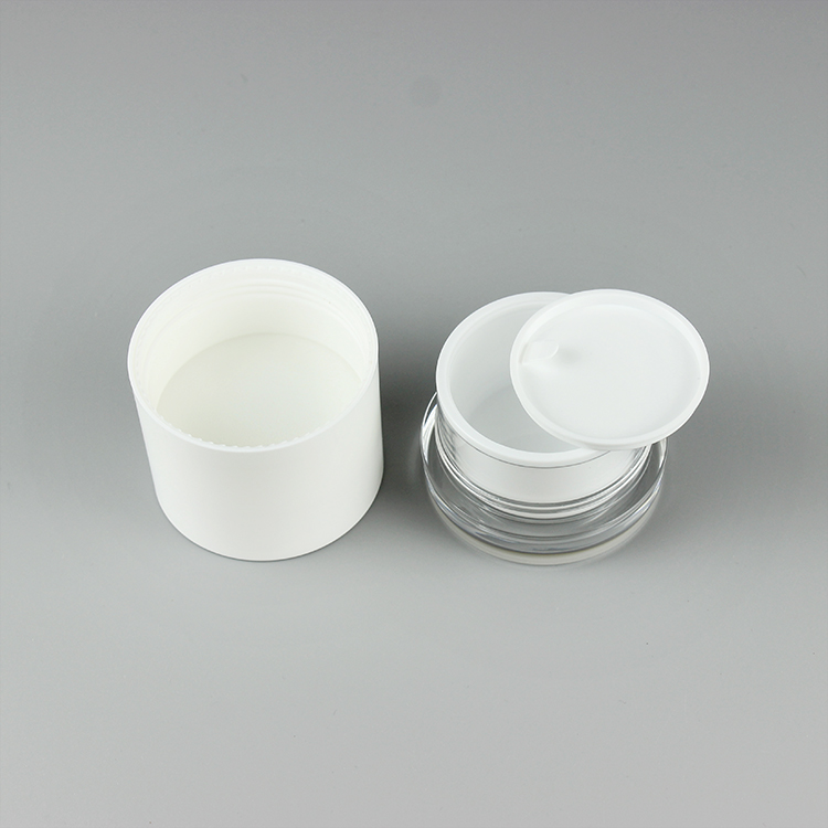 Customized printing acrylic 50ml round cosmetic luxury white cream jar