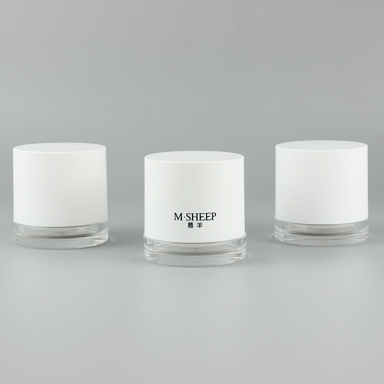 Customized printing acrylic 50ml round cosmetic luxury white cream jar