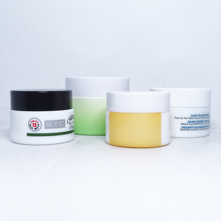 Customized printing logo and label 20g white opal skin care face cream jar glass for packing