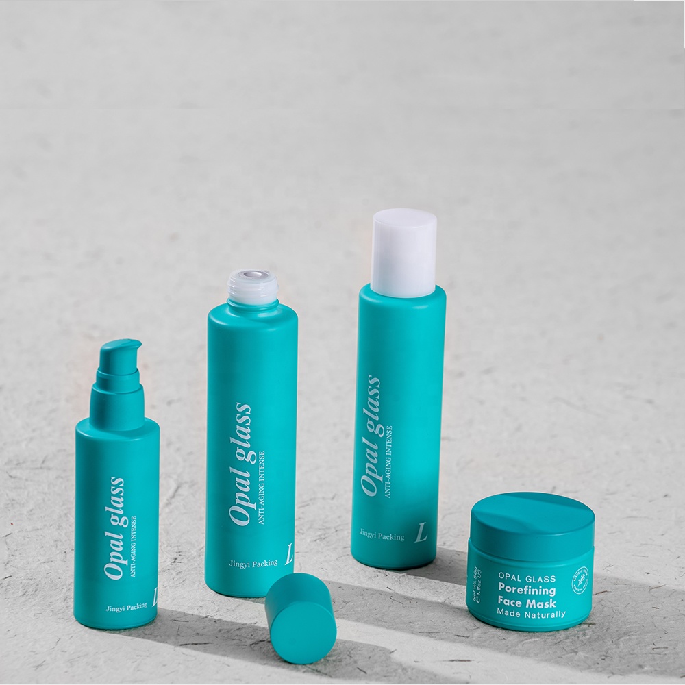 Customized recycled opal glass cosmetic bottle with coating for skin care packaging