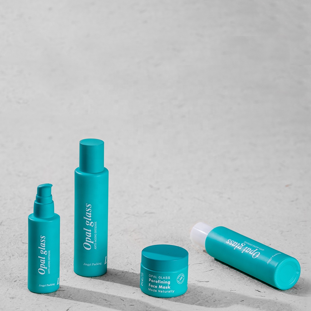 Customized recycled opal glass cosmetic bottle with coating for skin care packaging