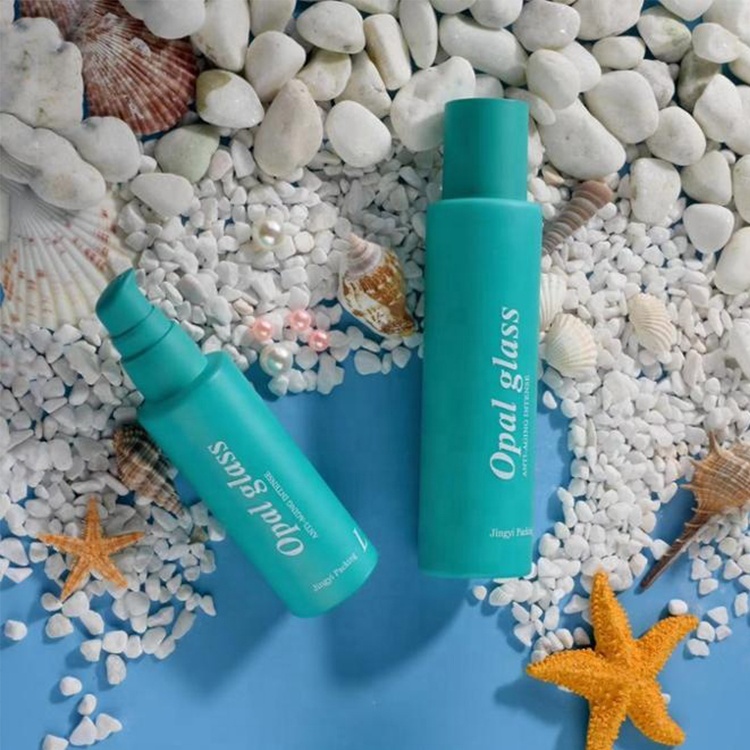 Customized recycled opal glass cosmetic bottle with coating for skin care packaging