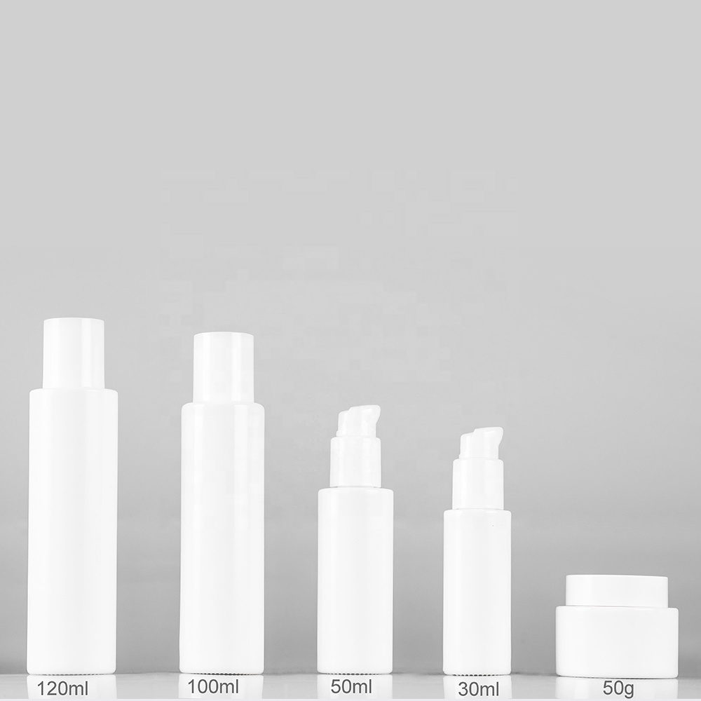 Customized recycled opal glass cosmetic bottle with coating for skin care packaging