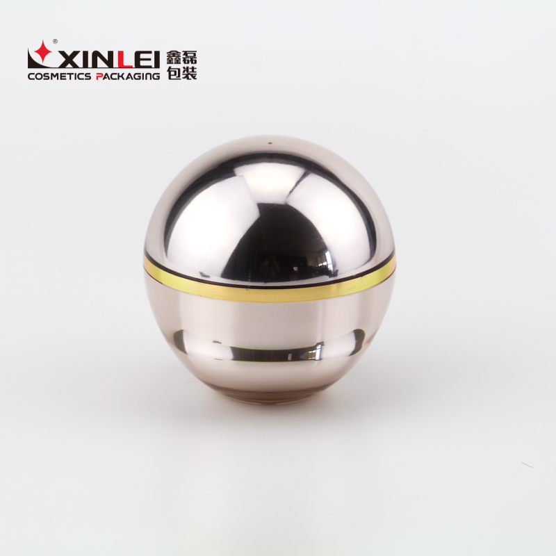 Customized rose gold ball cosmetic acrylic empty plastic jar for face cream