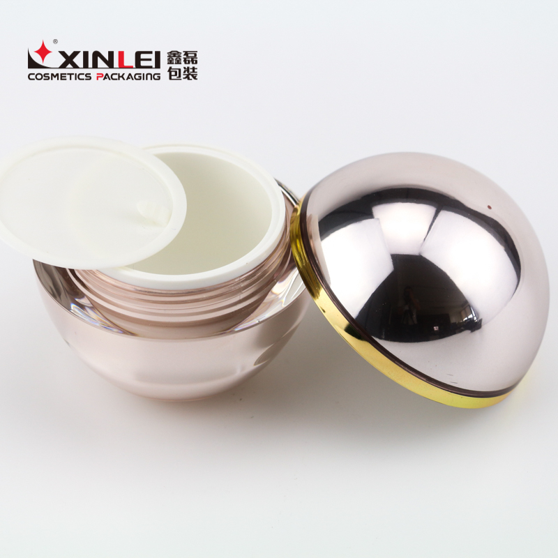 Customized rose gold ball cosmetic acrylic empty plastic jar for face cream