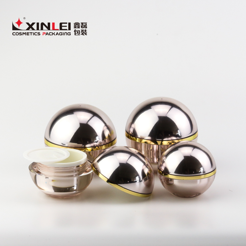 Customized rose gold ball cosmetic acrylic empty plastic jar for face cream