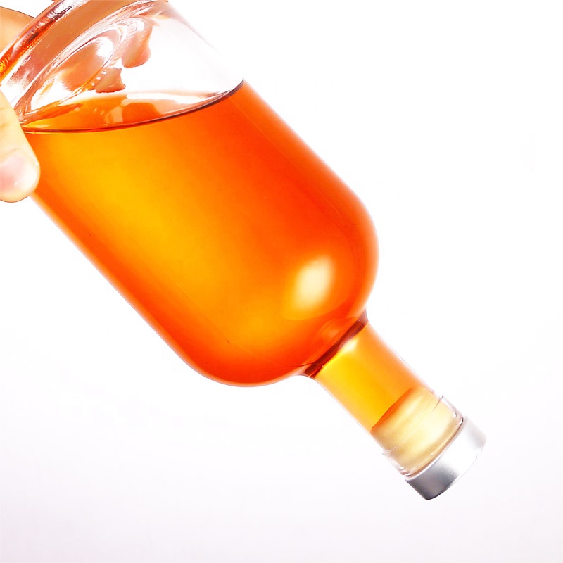 Customized round super flint 375ml 500ml 750ml whisky rum gin tequila vodka brandy glass bottle