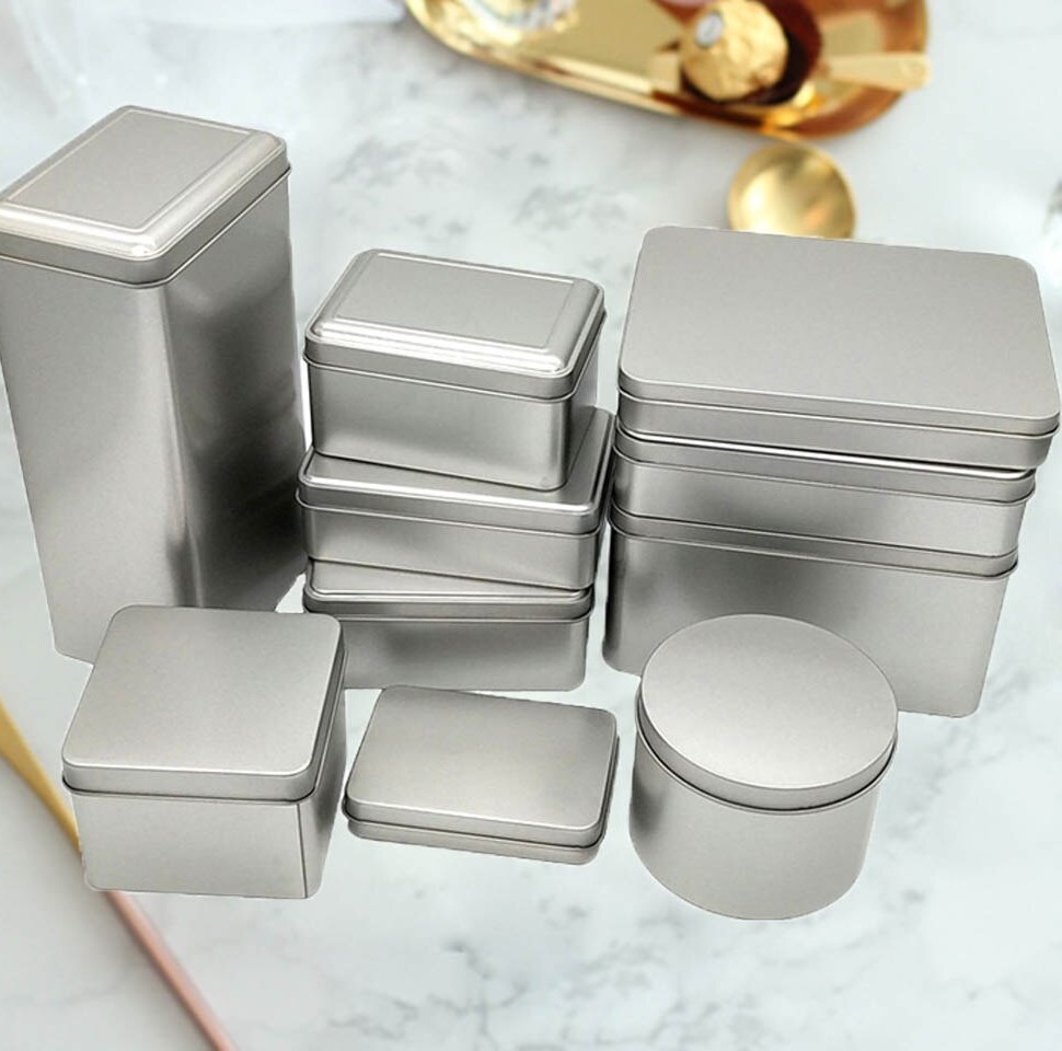 Customized size 300g empty gold black food grade metal tin cans Air-Tight Lid tea coffee container square cream aluminum jars