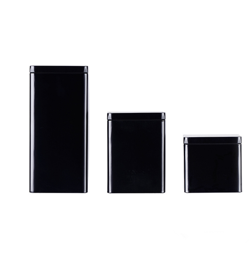 Customized size 300g empty gold black food grade metal tin cans Air-Tight Lid tea coffee container square cream aluminum jars