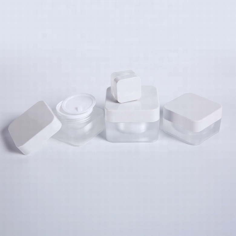 Customized size screw cap white plastic cosmetic jars acrylic cream