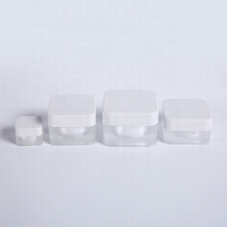 Customized size screw cap white plastic cosmetic jars acrylic cream