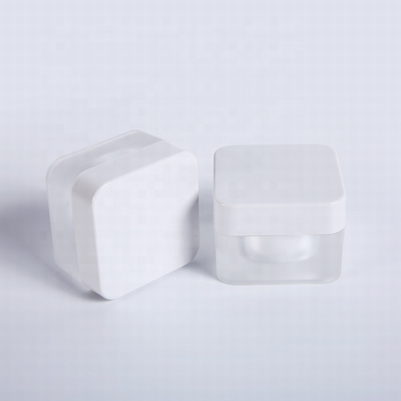 Customized size screw cap white plastic cosmetic jars acrylic cream