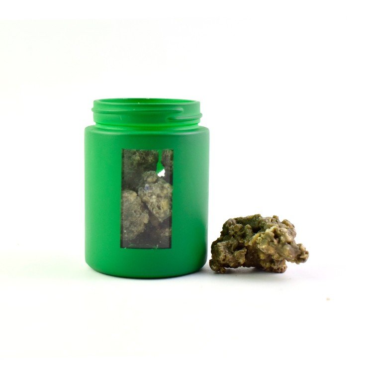 Customized spray printed colour green glass child proof jar with open clear window for hemp weed flower