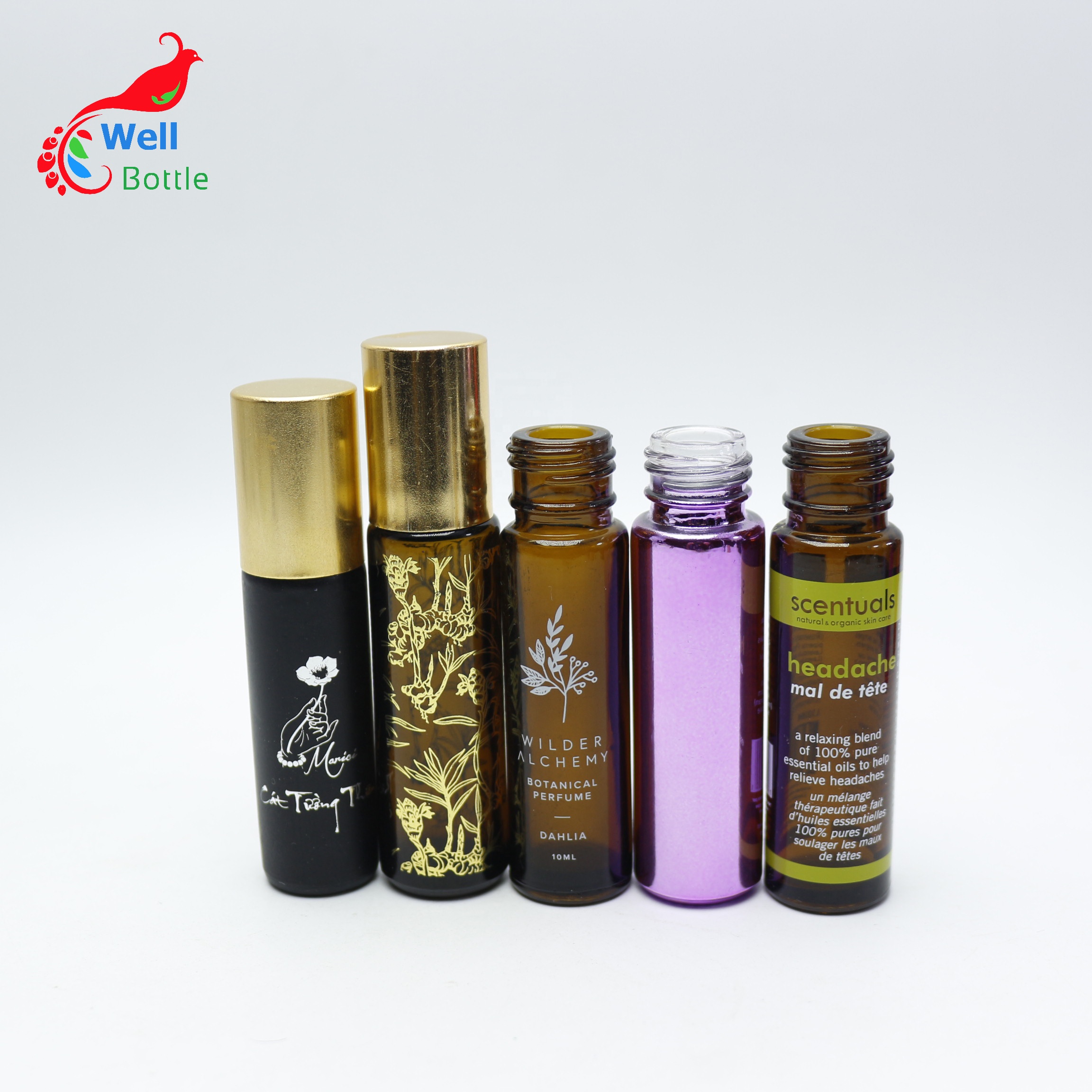 Customized sticker label roll on bottle Perfume ball container RO77E