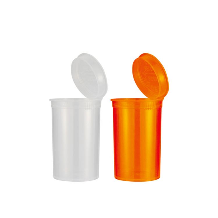 Customized tall opaque black orange pill hemp weed 19 60 dram plastic childproof pop top up open containers