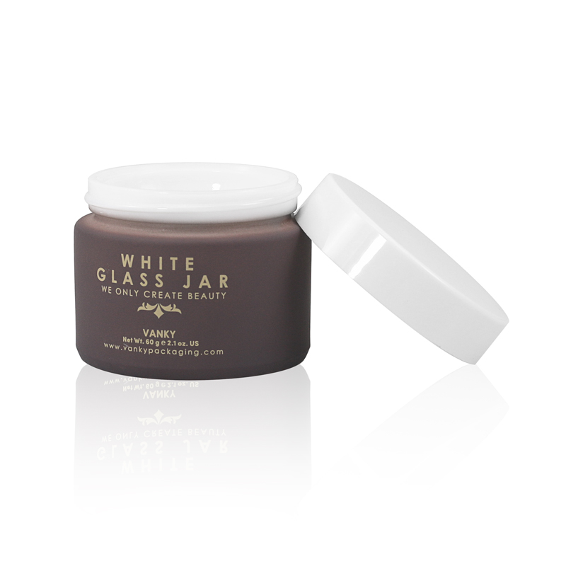 Customized white glass jars and bottles for cream cosmetics