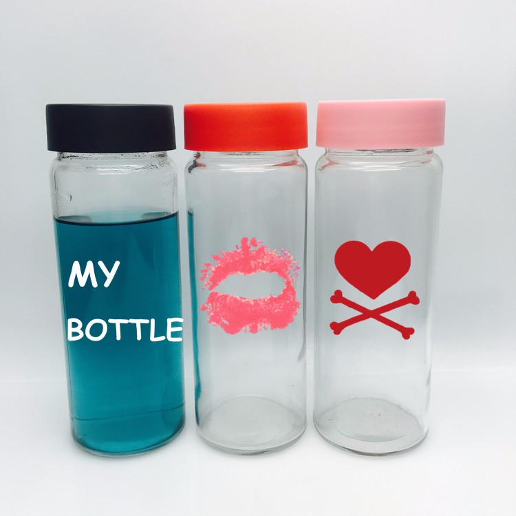 Customized wide mouth 16oz 500ml glass bubble milk tea bottle with plastic cap