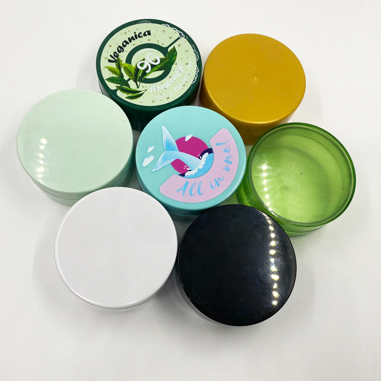 Customizes High Quality Eco- friendly empty round 100gcosmetic containers plastic packaging cream jars with colored lid