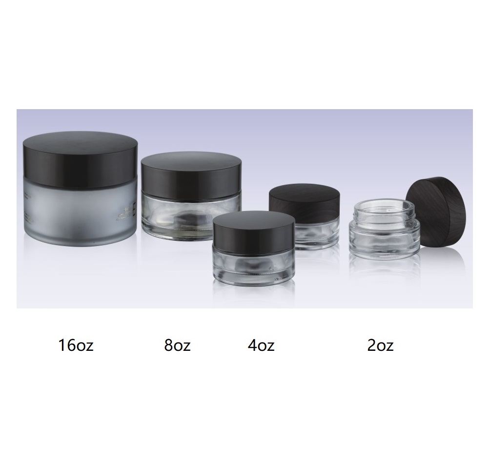 Customizing Labels Empty Refillable 2 Oz 4 Oz Flat glass Cosmetic Jars