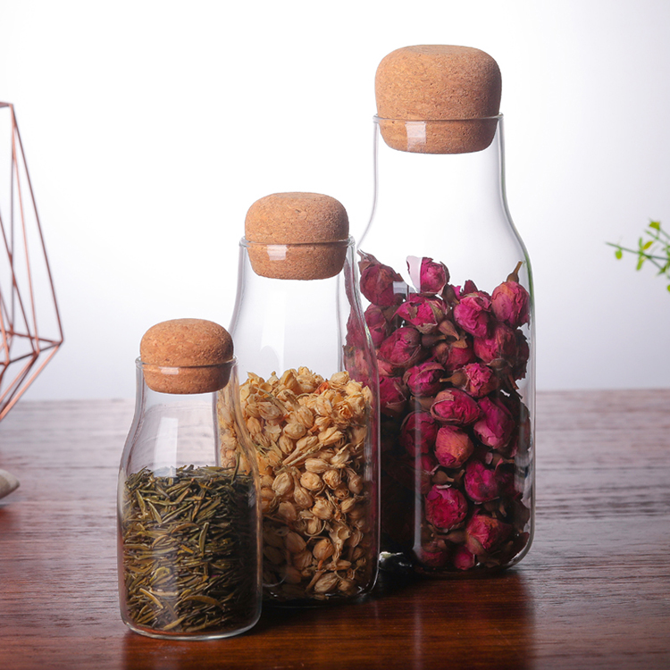 Customzied glass jars for storage food storage jars with wood lid cork