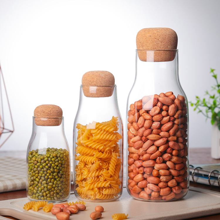 Customzied glass jars for storage food storage jars with wood lid cork