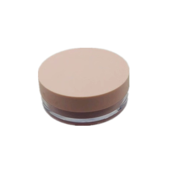 Cute 10g pink black round plastic portable loose powder jar container with plastic mesh sifter/ empty blusher cosmetic packaging