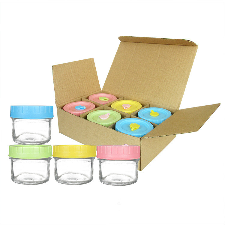 Cute 120ml Storage Glass Jar Pudding Jar Wedding Candy Jar with Plastic Lid