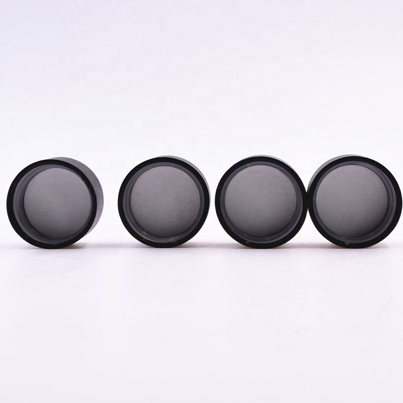 Cute 3 ml white round small straight side eye cream cosmetic packing glass jar with black plastic child proof lid.