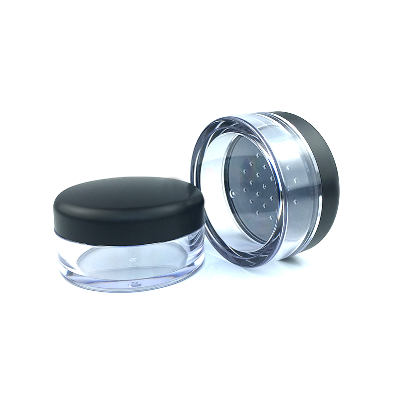 Cute Mineral Face 3g 5g 10g 20g 30g Black Lid  Plastic Portable Loose Powder Jar with Sifter Cosmetic Pot