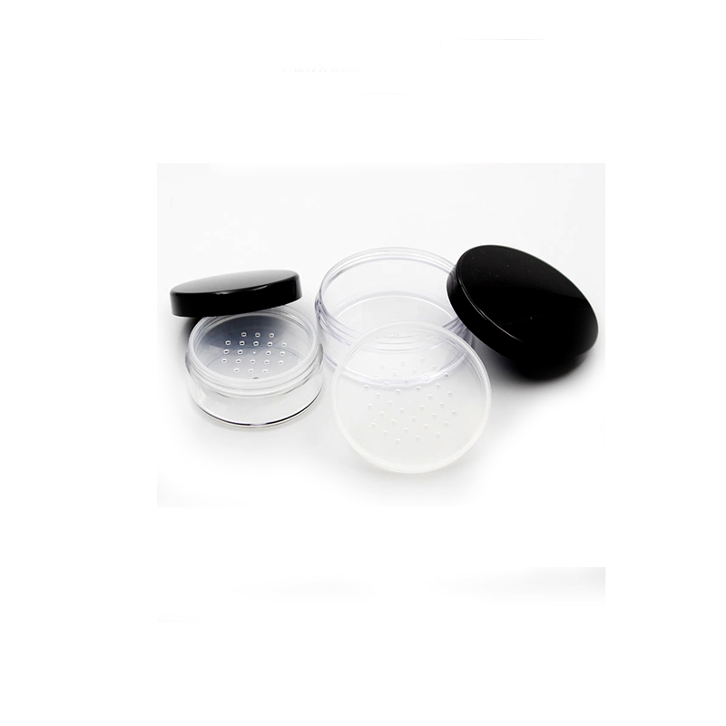 Cute Mineral Face 3g 5g 10g 20g 30g Black Lid Plastic Portable Loose Powder Jar with Sifter Cosmetic Pot