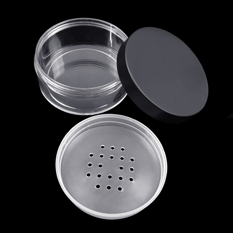 Cute Mineral Face 3g 5g 10g 20g 30g Black Lid Plastic Portable Loose Powder Jar with Sifter Cosmetic Pot