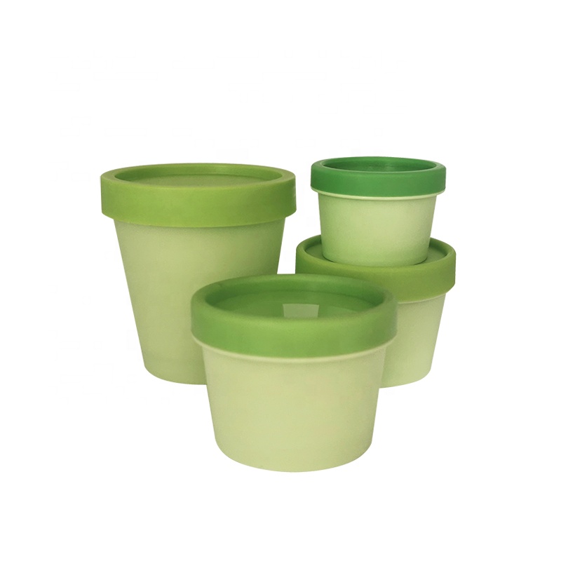 Cute beauty skin care cream container 50g 100g 200g round green PP cosmetic plastic serum packaging jar