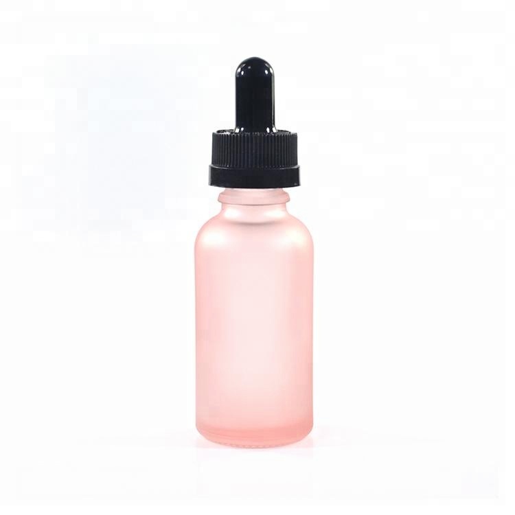 Cute cosmetic serum package 30ml frosted light baby pink glass dropper bottles