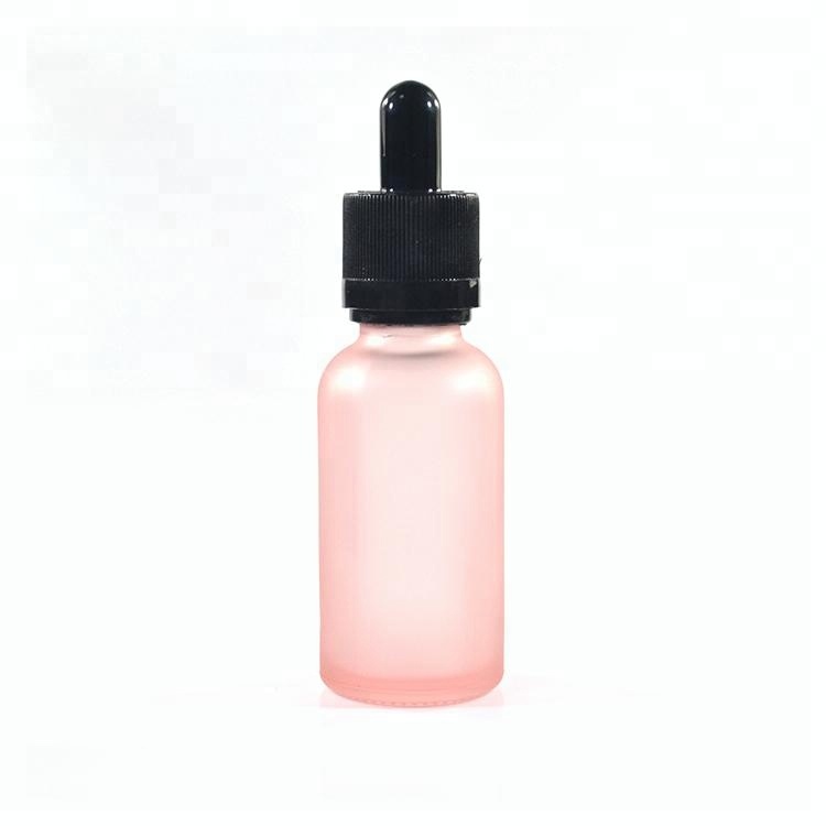 Cute cosmetic serum package 30ml frosted light baby pink glass dropper bottles