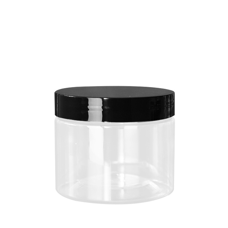 Cyclinder Food Container 250ml 280ml 350ml 400ml 500ml 600ml 700ml 1000ml 1L Clear PET Plastic Jars With Black Lids