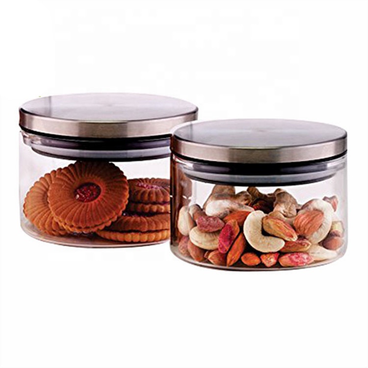 Cylinder 350ML High Borosilicate Glass Nuts Cookie Storage Jars Canisters