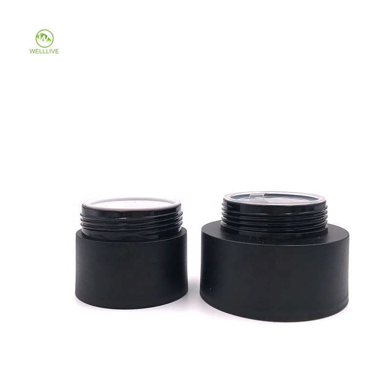 Cylinder 3g 5g 10g 15g 30g 50g 80g matte black frosted pp plastic jar for eye facial cream