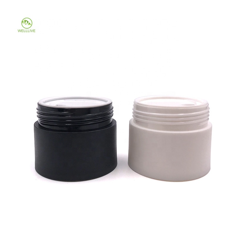 Cylinder 3g 5g 10g 15g 30g 50g 80g matte black frosted pp plastic jar for eye facial cream
