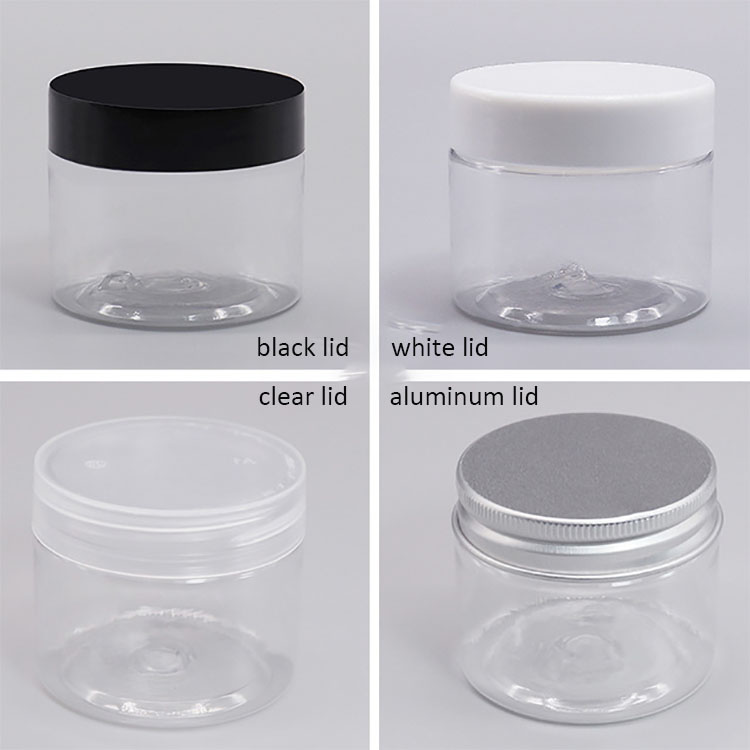 Cylinder 47mm 50ml Pet Plastic Jar Box With Black White Clear Aluminum Lid For Cosmetic