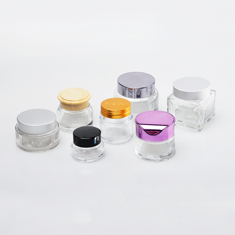 Cylinder 5/10/15/20/30 ml Blue Cream Jar Glass Cream Jars With Aluminum Screw Cap