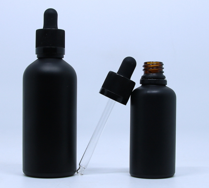 Cylinder Black Color Empty Bottle 30ML Dropper Black Dropper Bottles 100ML